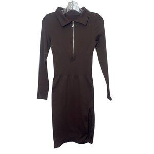 OQQ Long Sleeve Collared Dress Bodycom Womens Medium Brown New WOT